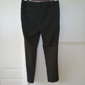 Ann Taylor LOFT Marisa Skinny Black White‎ Print Career Pants Size 10